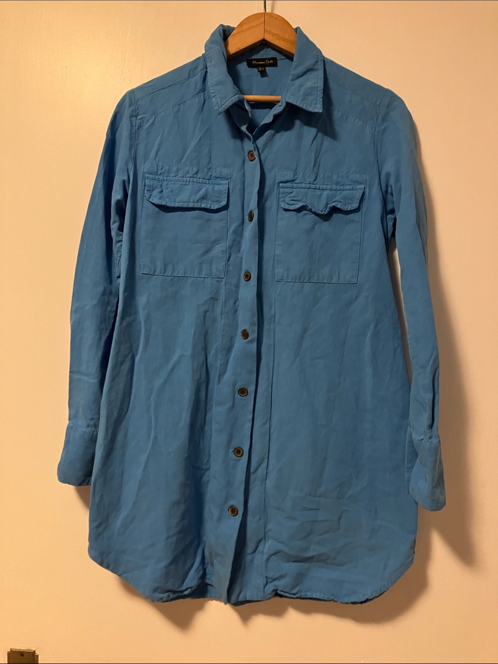 Massimo Dutti Blue Casual Button-Down Tunic Shirt - So Soft